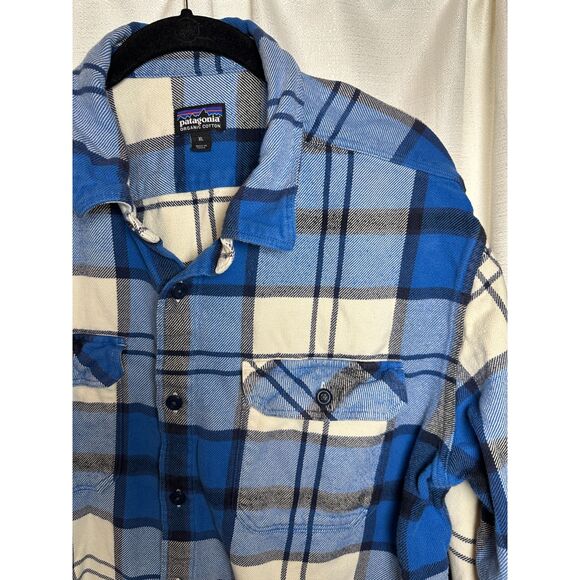Patagonia Other - Patagonia Fjord Flannel Blue Plaid Long Sleeve Shirt, Men's XL, Organic Cotton